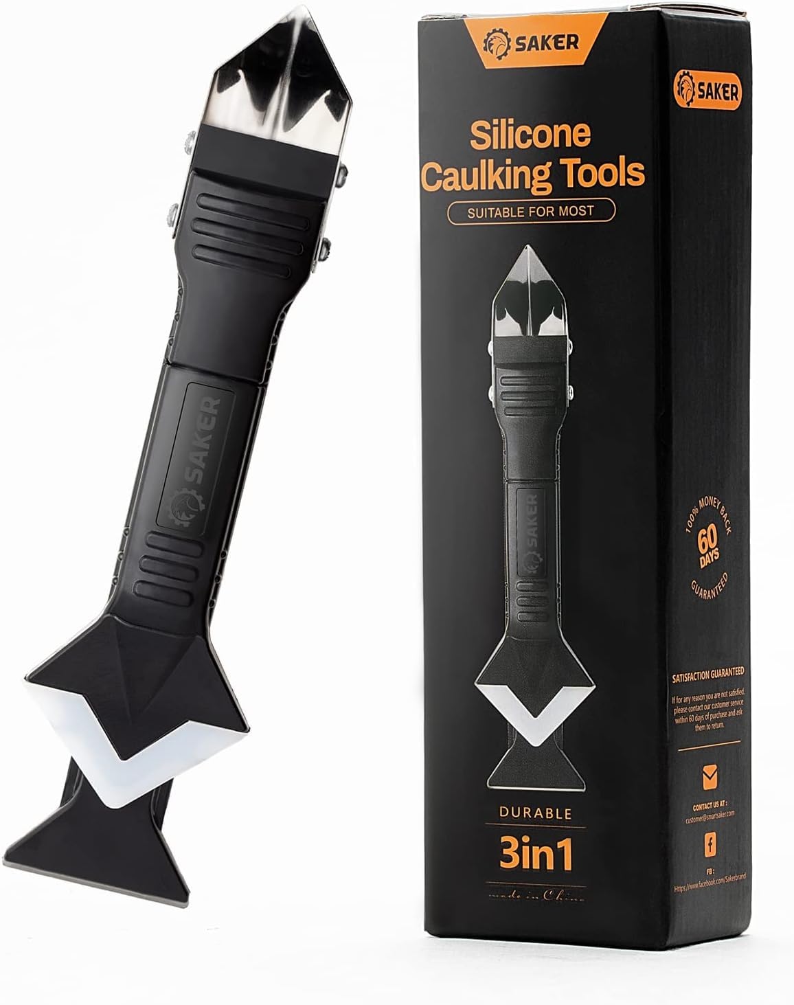 Saker 3-in-1 caulk tool blade for fast old seal removal and prep