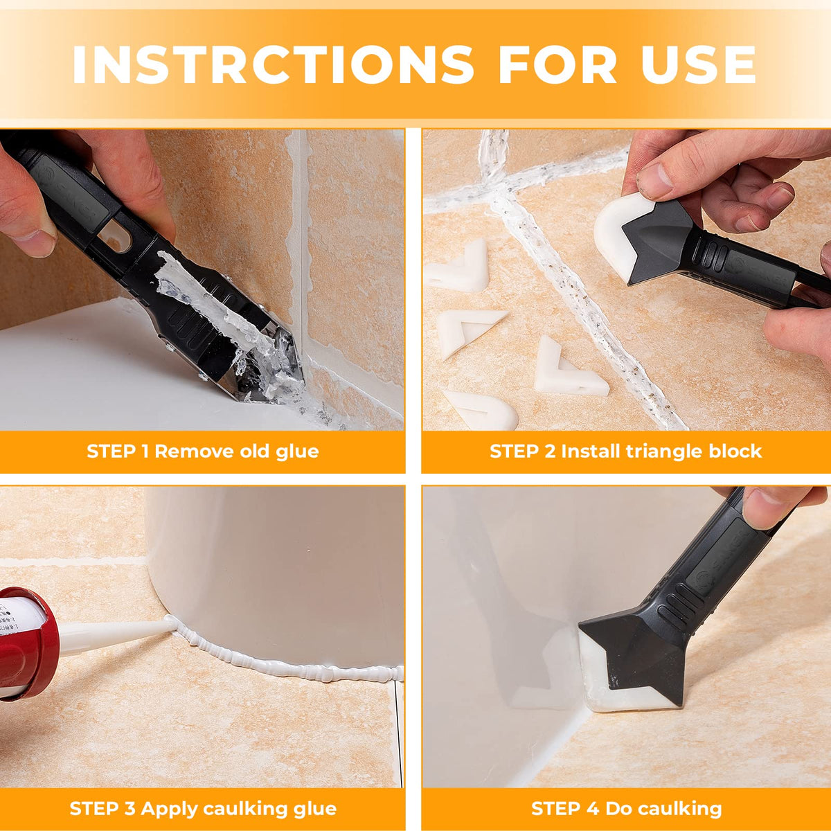Saker caulk tool ergonomic design shows a comfortable grip for smoother work