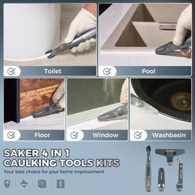 Saker Caulking Tool Kit ideal for kitchen, bathroom, and floor caulking tasks.