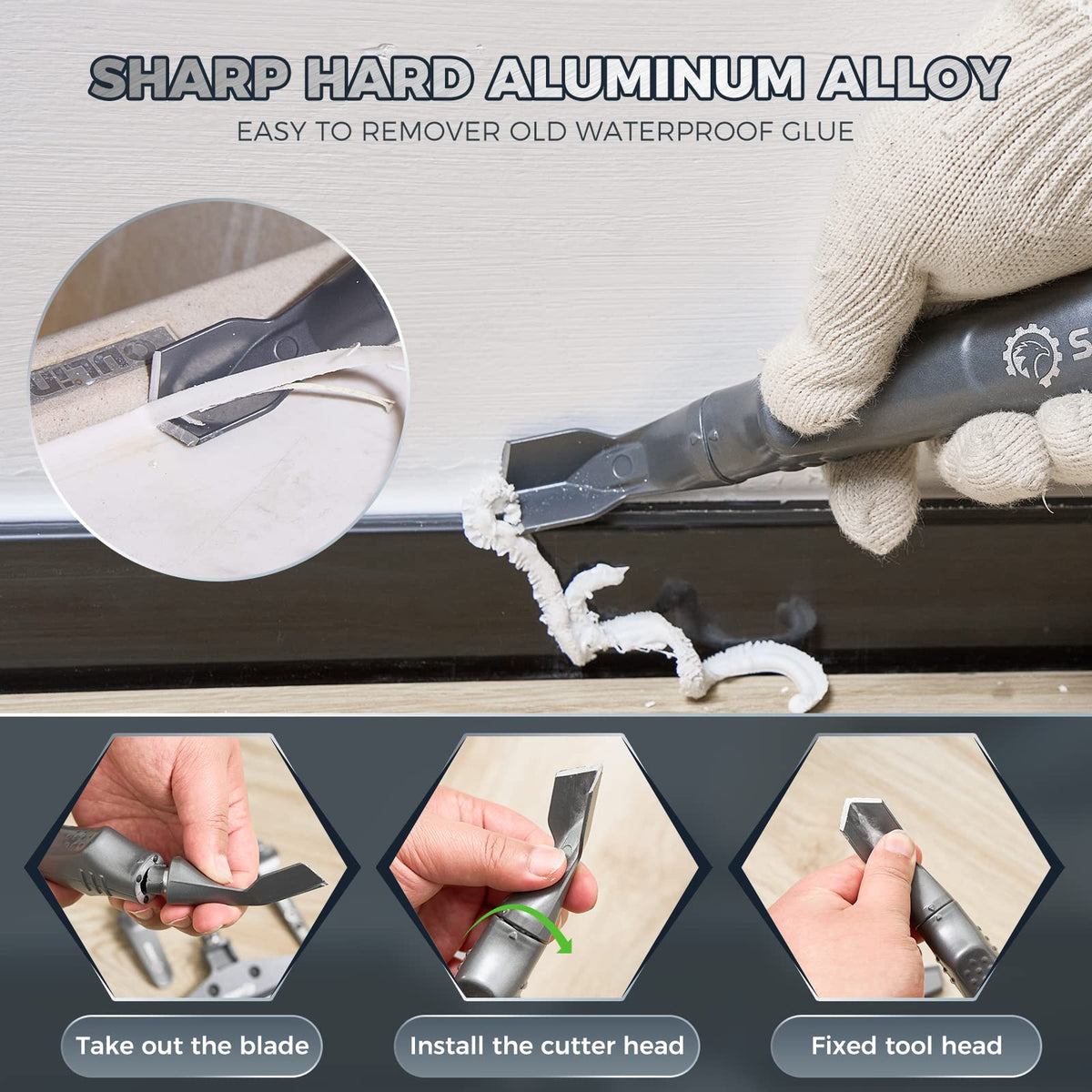 Saker Caulking Tool Kit grout knife head finishes caulk neatly.