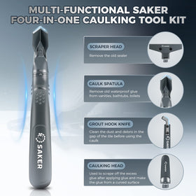 Saker Caulking Tool Kit scraper head removes old sealant smoothly.