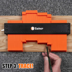 Saker Contour Gauge used in woodworking to trace exact cut lines