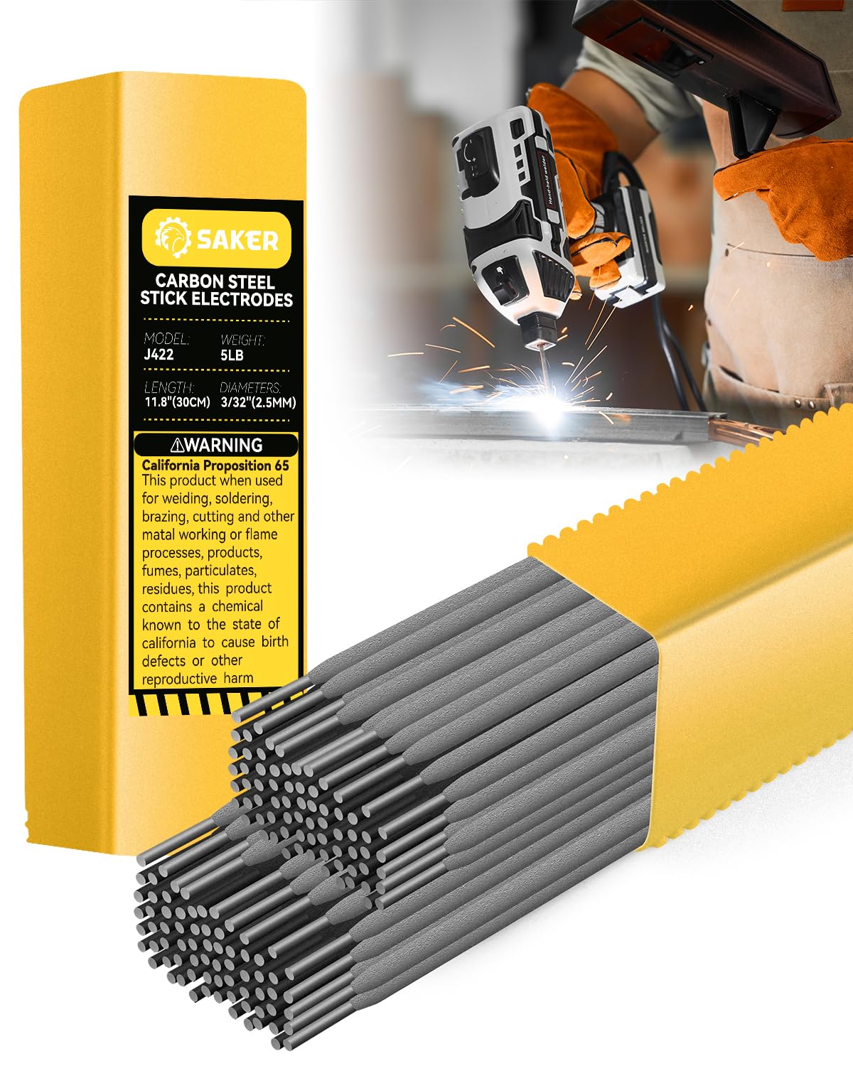 Saker E6013 welding rod 3/32 inch for versatile low-carbon steel projects.