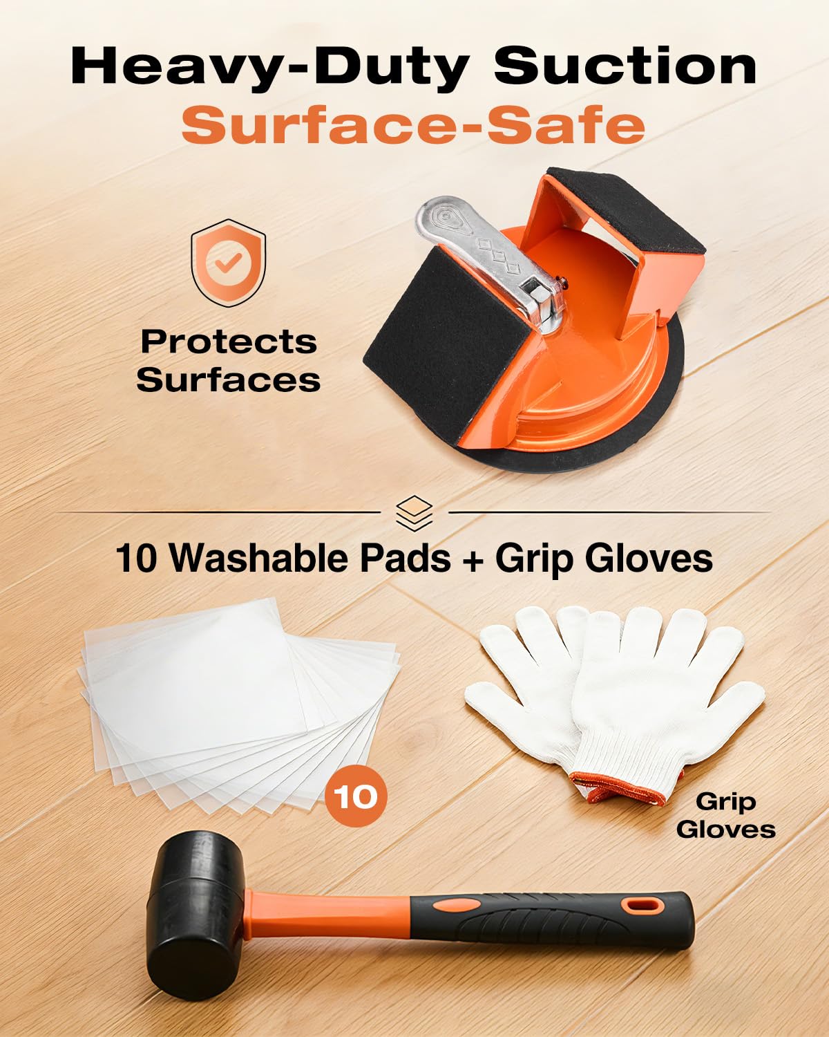 Saker washable pads reduce friction for delicate flooring surfaces.