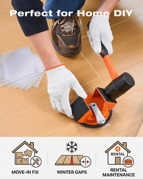Saker wood floor use: gentle tapping closes gaps without damage.