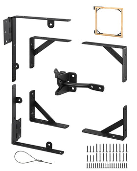 Saker heavy-duty gate brace kit shown with brackets preventing sag