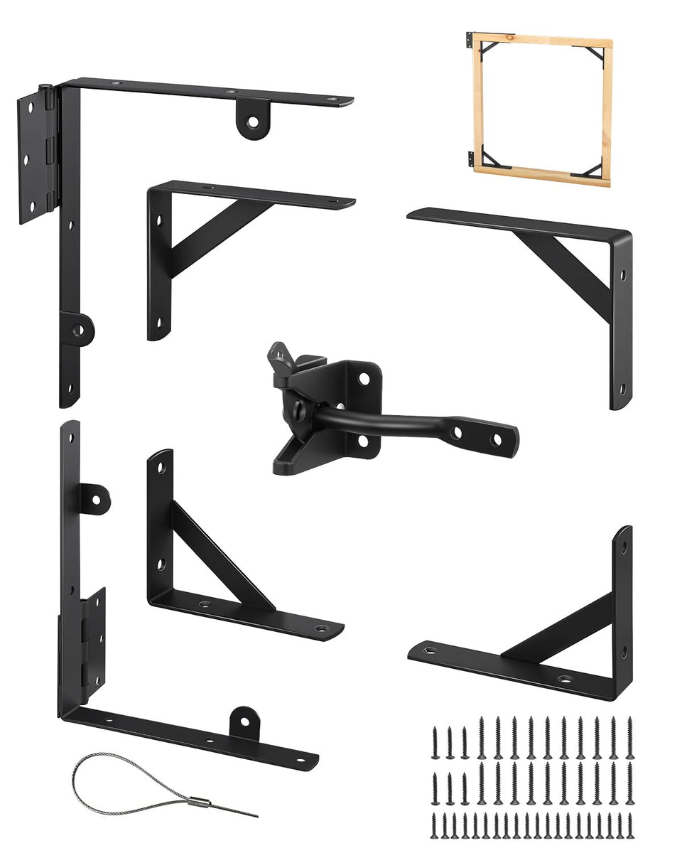Saker heavy-duty gate brace kit shown with brackets preventing sag