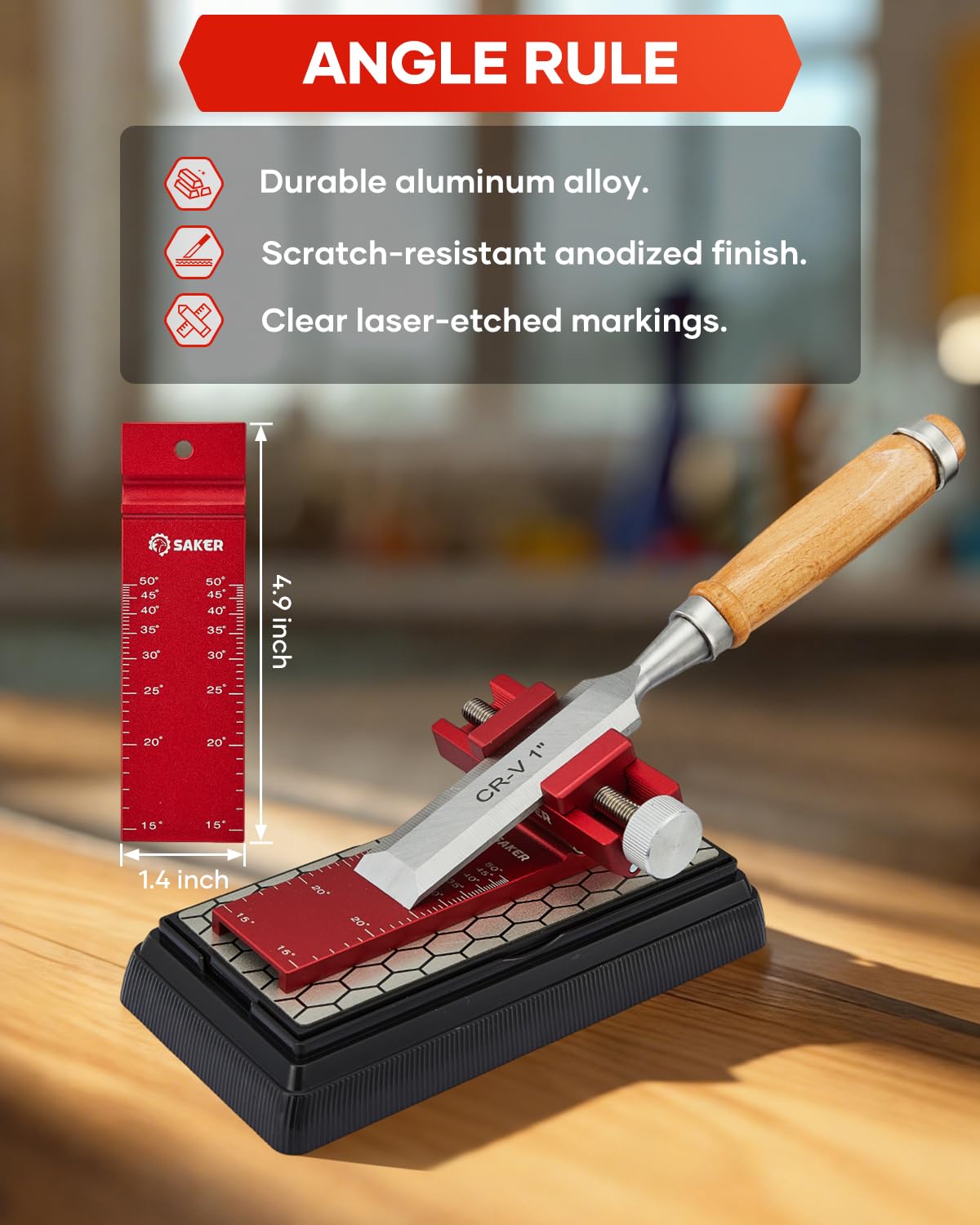 Saker honing guide roller delivers stable performance even with short plane blades.