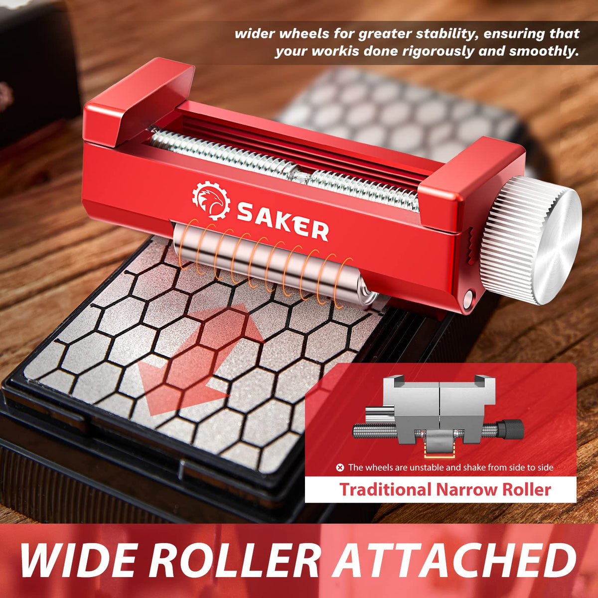Saker honing guide angle adjustment dial for precise sharpening results
