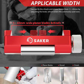 Saker honing guide wide roller base provides stability during sharpening