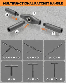 Saker ratchet function allows forward, reverse and lock positions