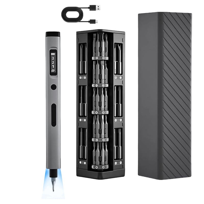 Saker Mini Electric Screwdriver Set case open showing organized tool storage for DIY