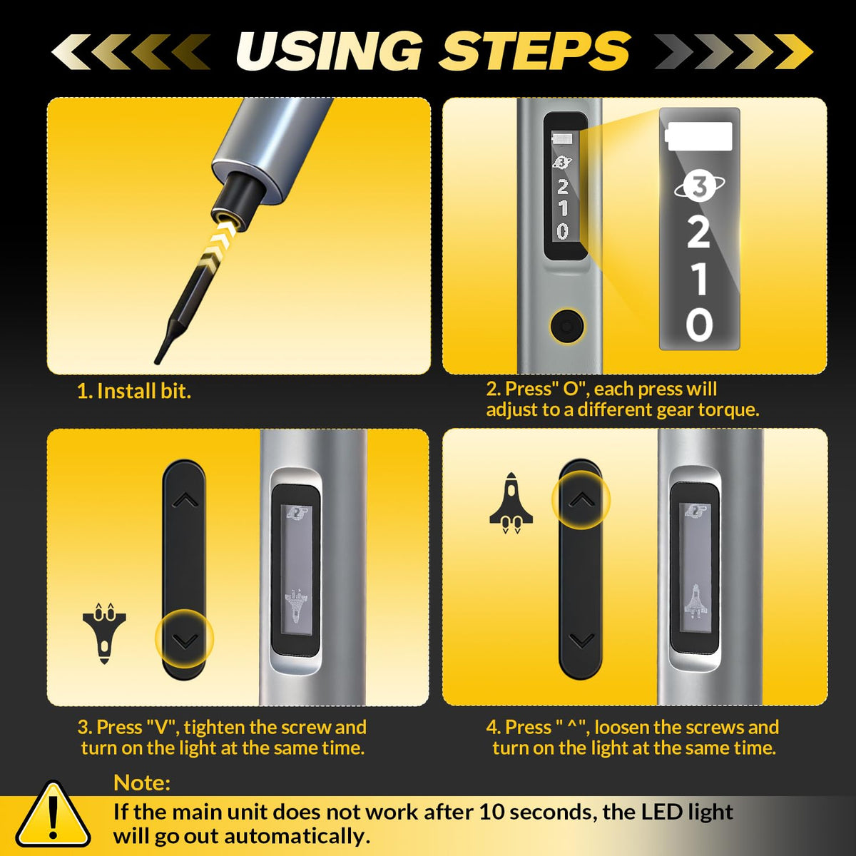 Saker Mini Electric Screwdriver Set OLED display shows torque and battery status for precise use
