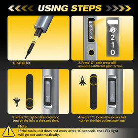 Saker Mini Electric Screwdriver Set OLED display shows torque and battery status for precise use