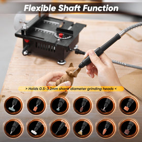 Saker Mini table saw includes four blades for PCB, steel, alloy, and resin