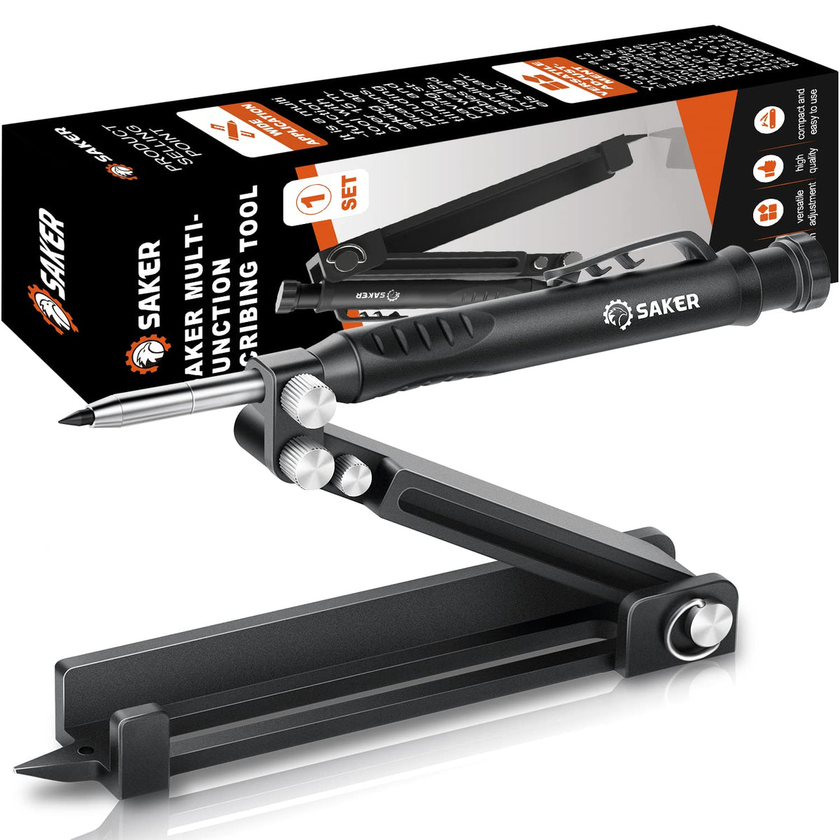 Saker multifunction scribing tool with adjustment knob for precise shape tuning