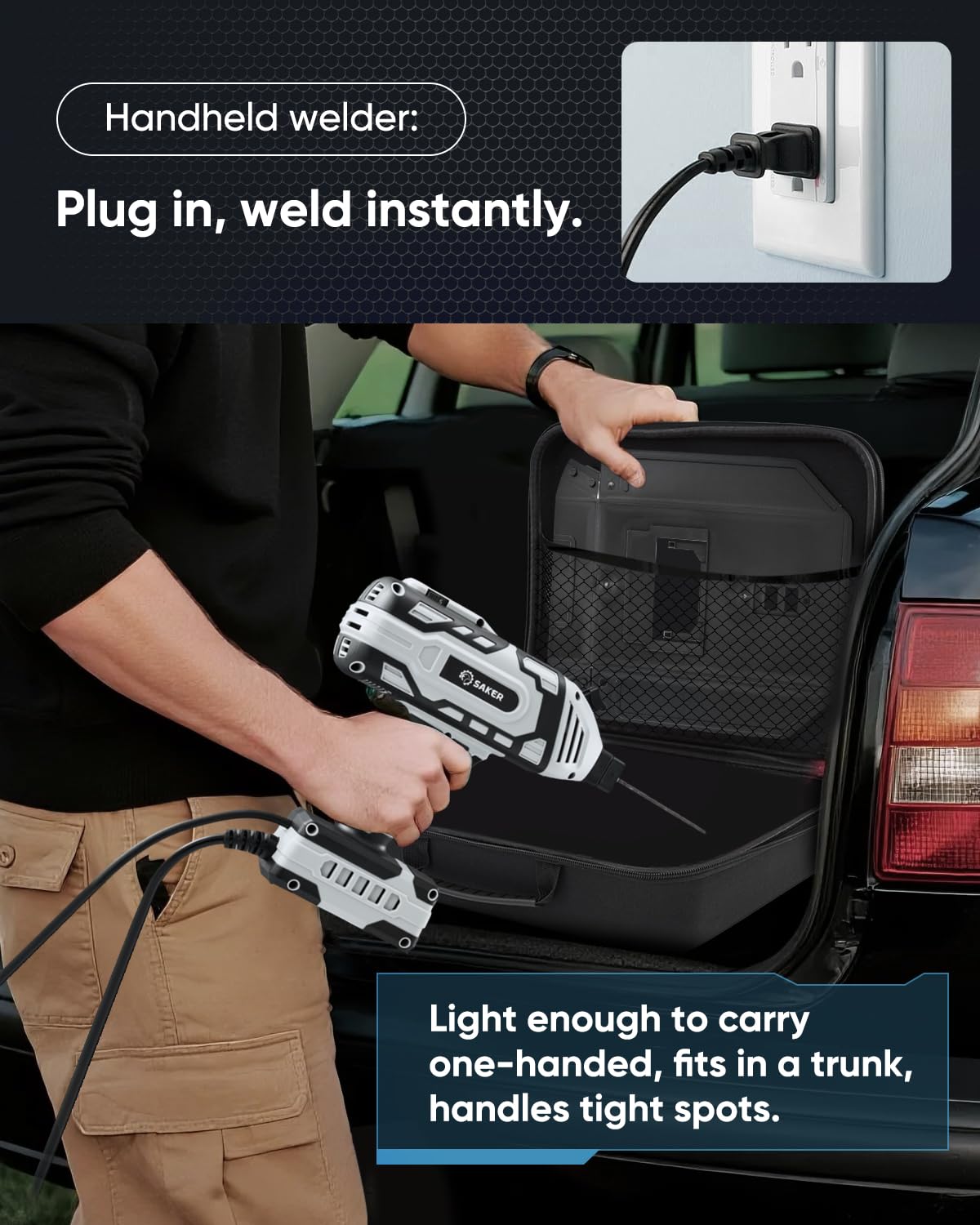 Saker Welder 80 welding rods included for versatile beginner-to-pro projects.