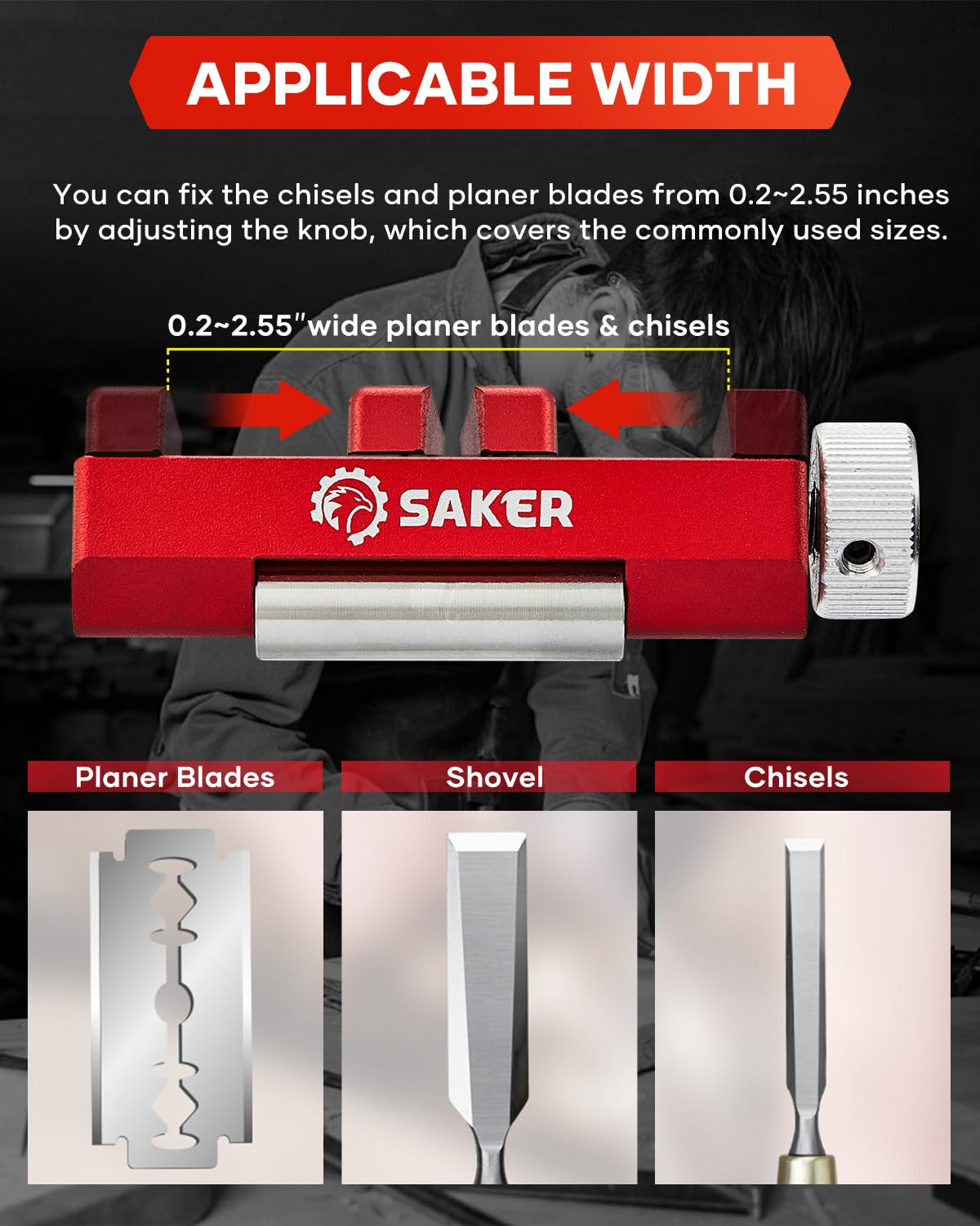 Saker rubber base ensures safe, controlled sharpening sessions.
