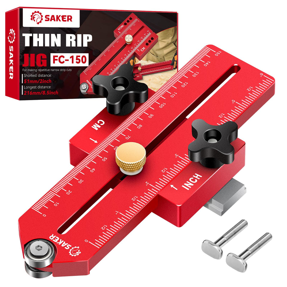 Saker Thin Rip Jig table saw guide front view for precise narrow cuts