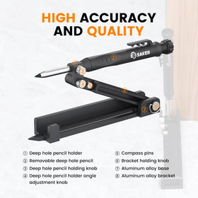 Saker clearly visible scale and arc guides accurate line drawing.
