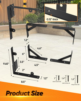 Saker hinge brackets provide universal swing support for both gate directions