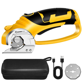 SakerPlus cordless scissors front view with LED light for precise cuts.