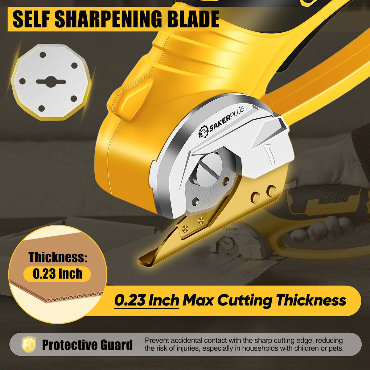 SakerPlus cordless scissors showing LED light for better visibility.