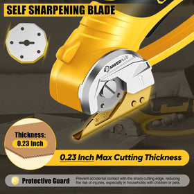 SakerPlus cordless scissors showing LED light for better visibility.