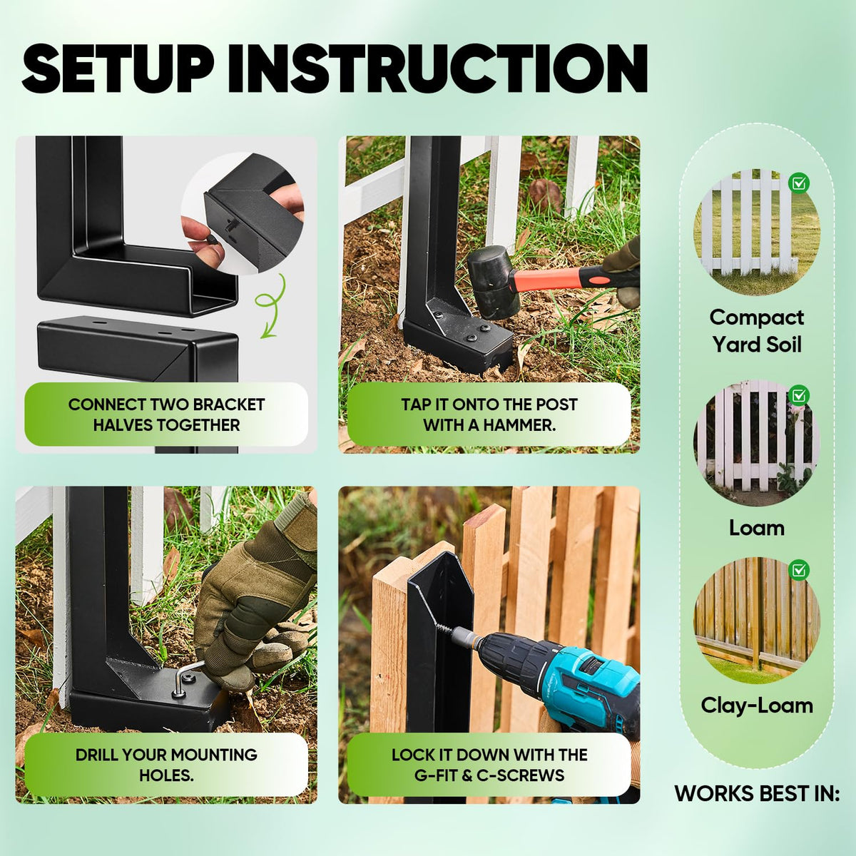 SakerPlus H-shaped stability design distributes pressure for upright fences.
