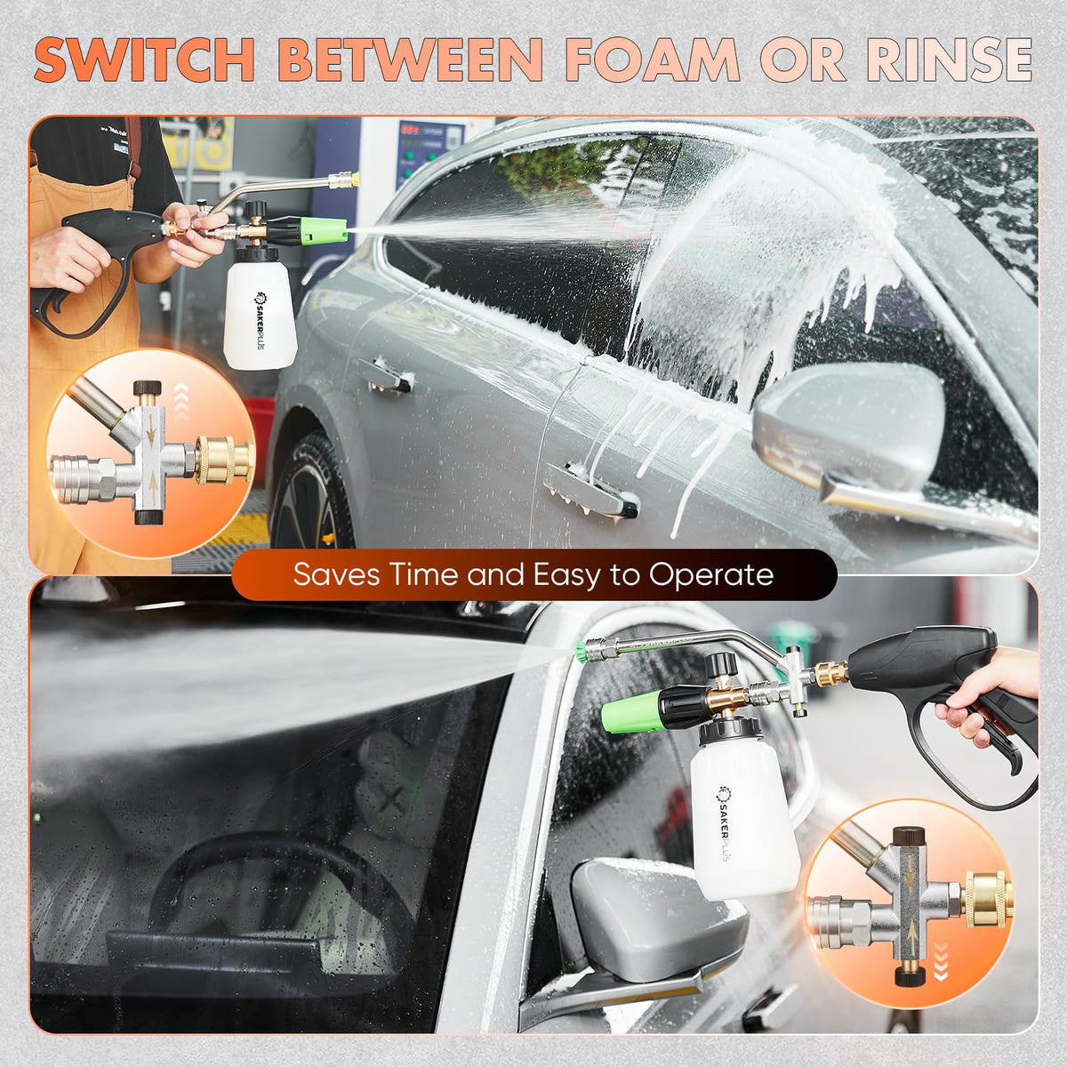 SakerPlus ergonomic grip for comfortable cleaning sessions.