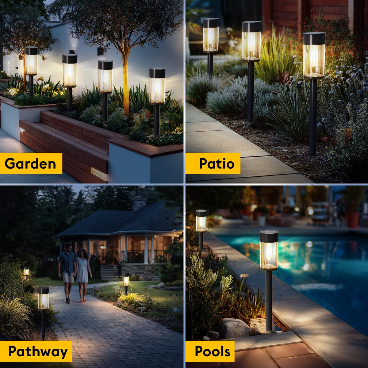 SAKSIAPRO 54cm tall stake light for sturdy outdoor pathway lighting.