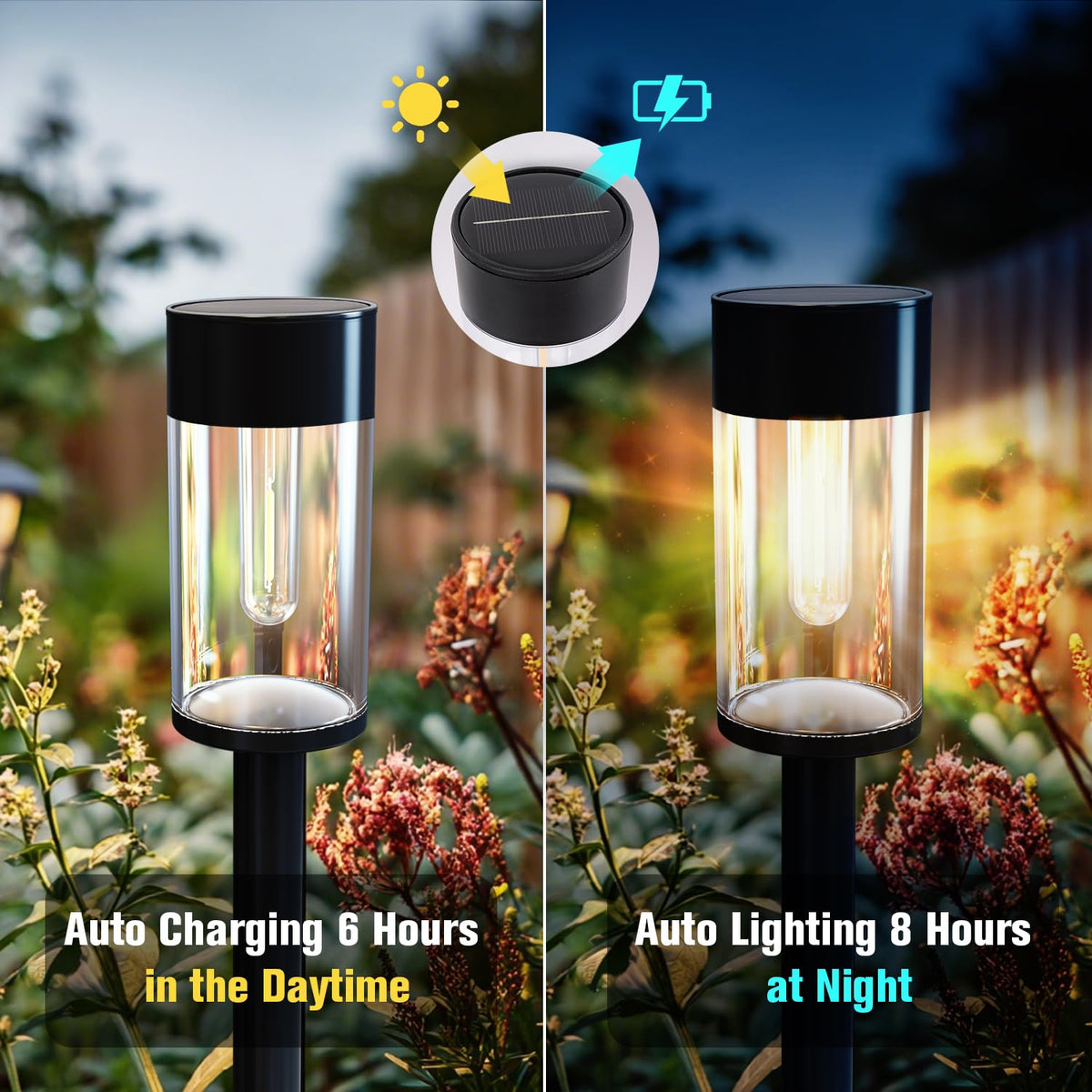 SAKSIAPRO matte-black sleek design light blending with landscape while lighting a walkway.