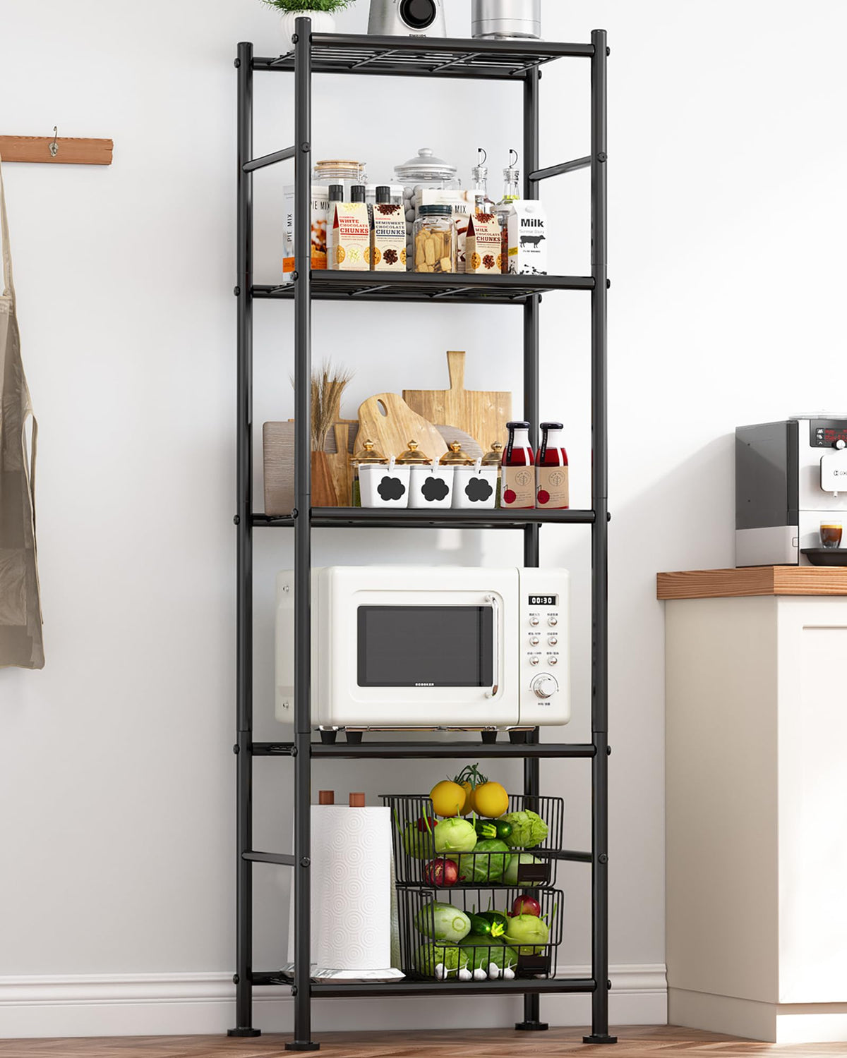 Sakugi 5-tier shelf assembly shows quick setup for organized storage.