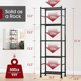 Sakugi heavy-duty shelving with sturdy steel frame supports heavy items.