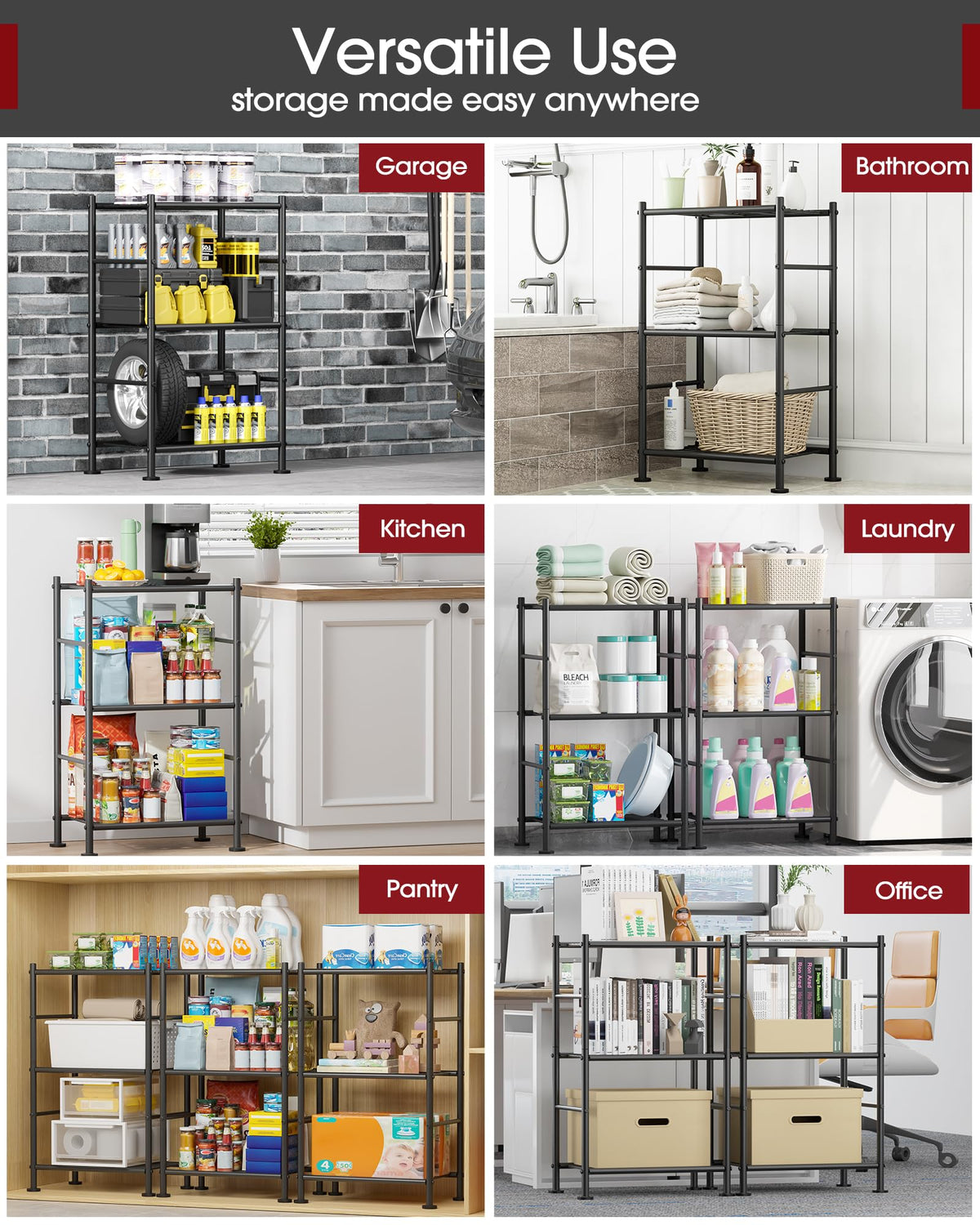 Sakugi storage shelves kitchen setup showcasing easy organization.