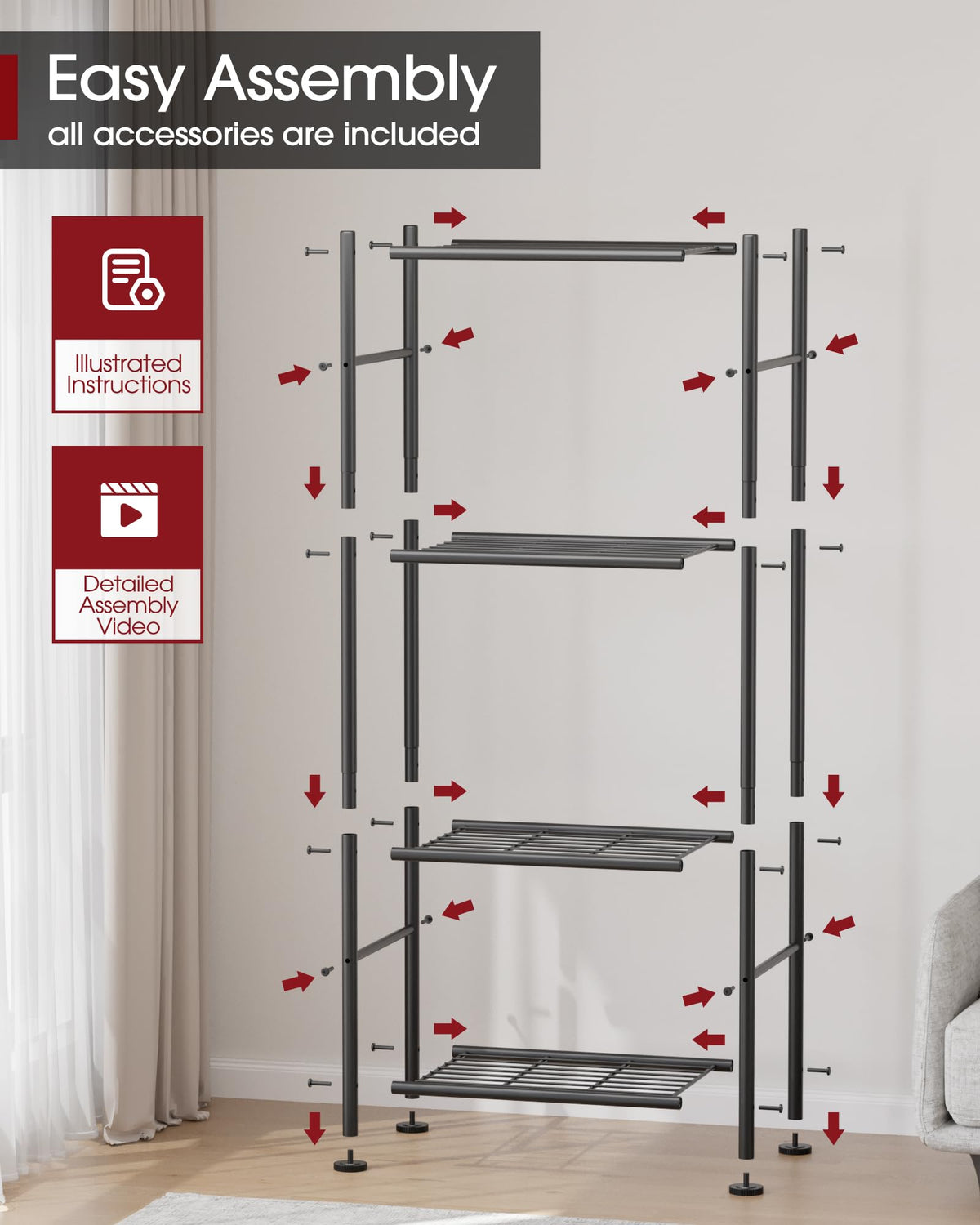 Sakugi modern black shelving elevates any room's organization and style.