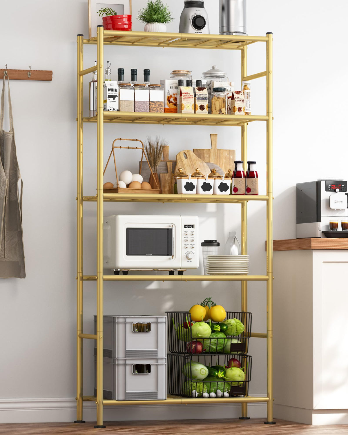 Sakugi durable metal shelves ideal for kitchen, closet, and laundry organization.
