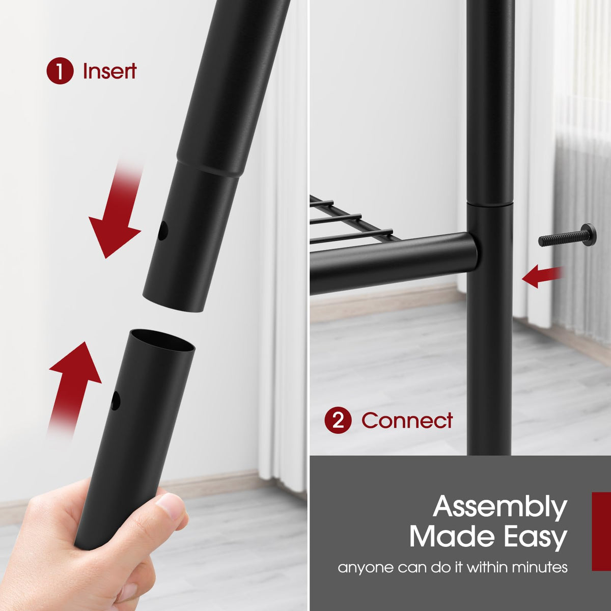 Sakugi shelf easy assembly with clear, step-by-step instructions.