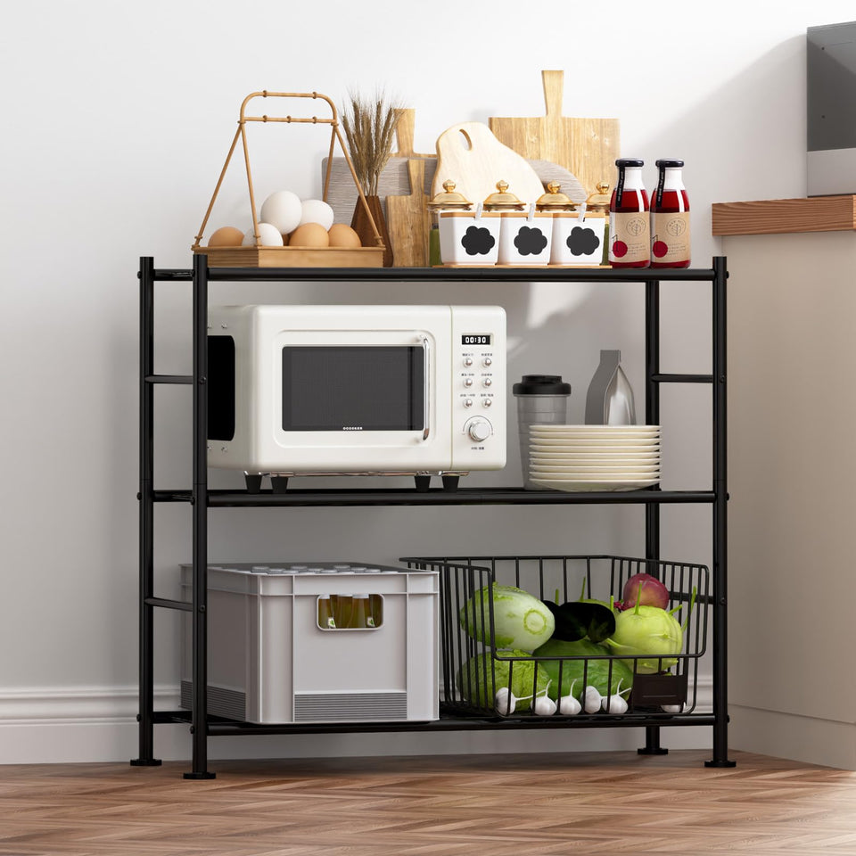 Sakugi 3-tier shelves front view for sturdy organized storage