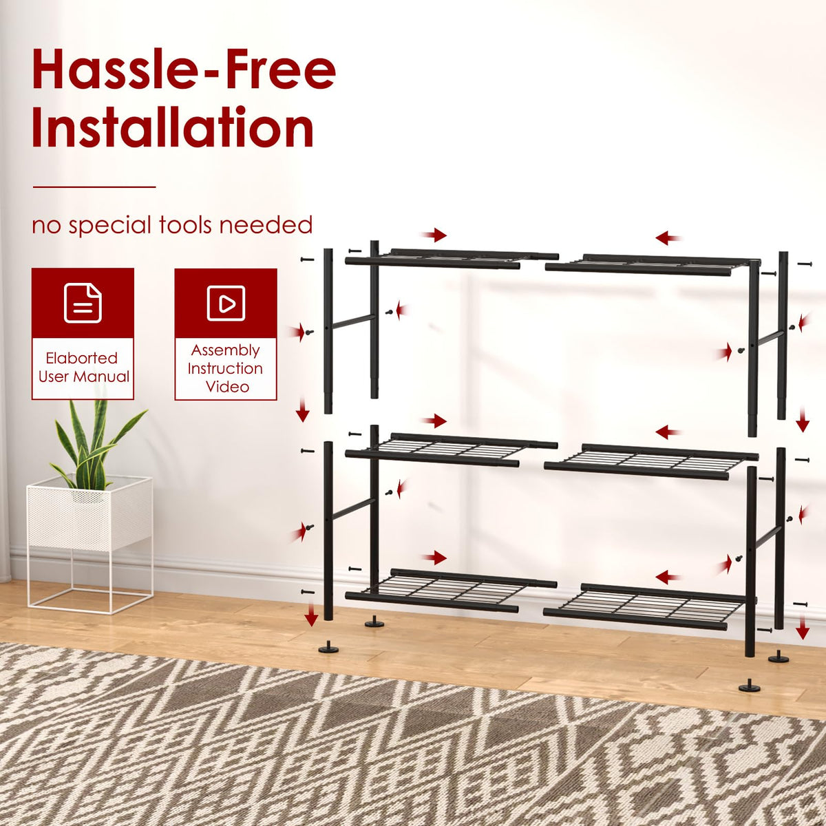Sakugi 3-tier shelves in-use in a garage maximize space
