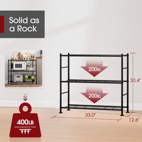 Sakugi 3-tier shelves side view shows durable metal build