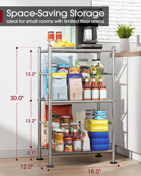 Sakugi adjustable leveling feet keep the shelf stable on uneven floors.