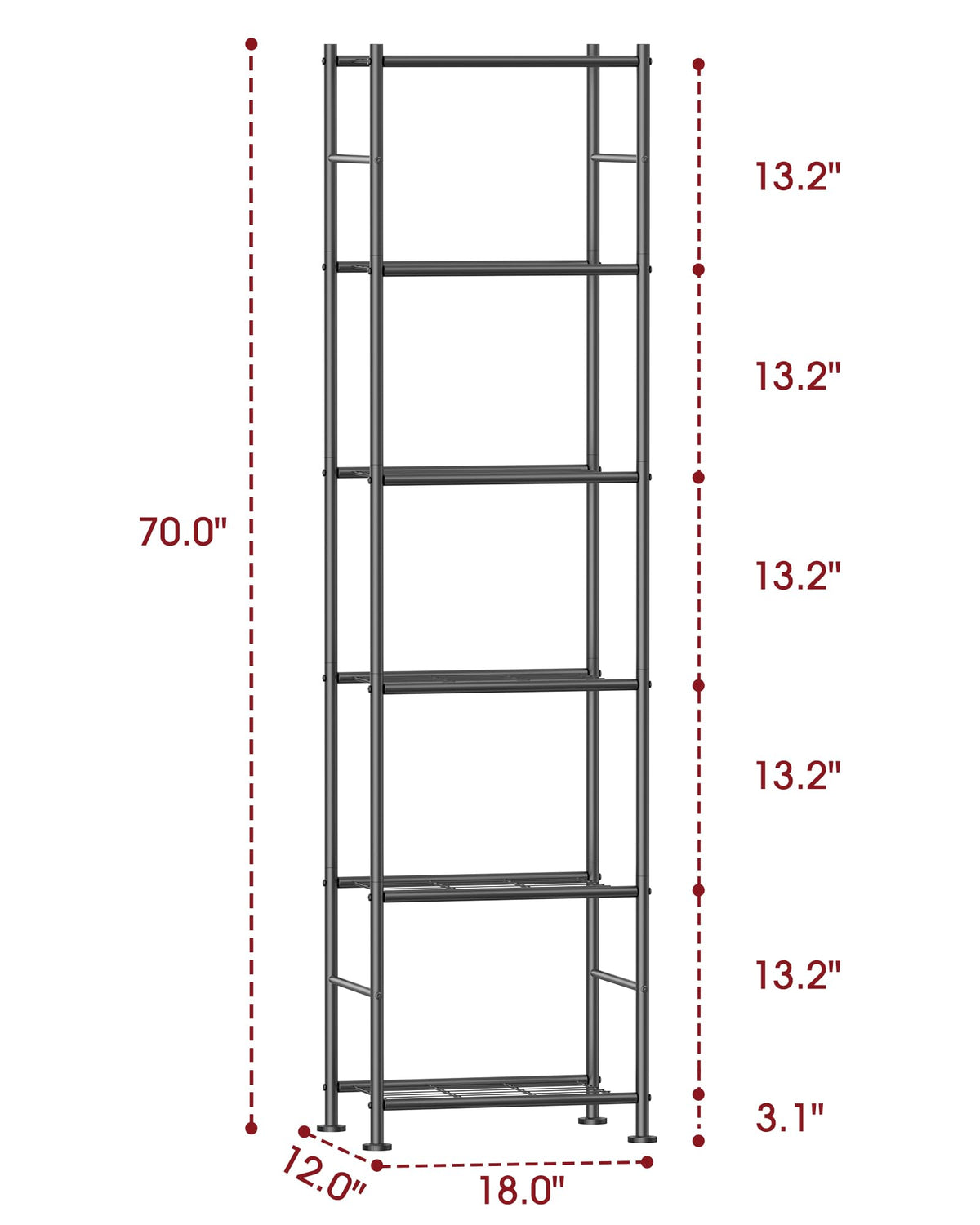Sakugi Storage Shelves close-up of leveling feet illustrating stability on uneven floors.