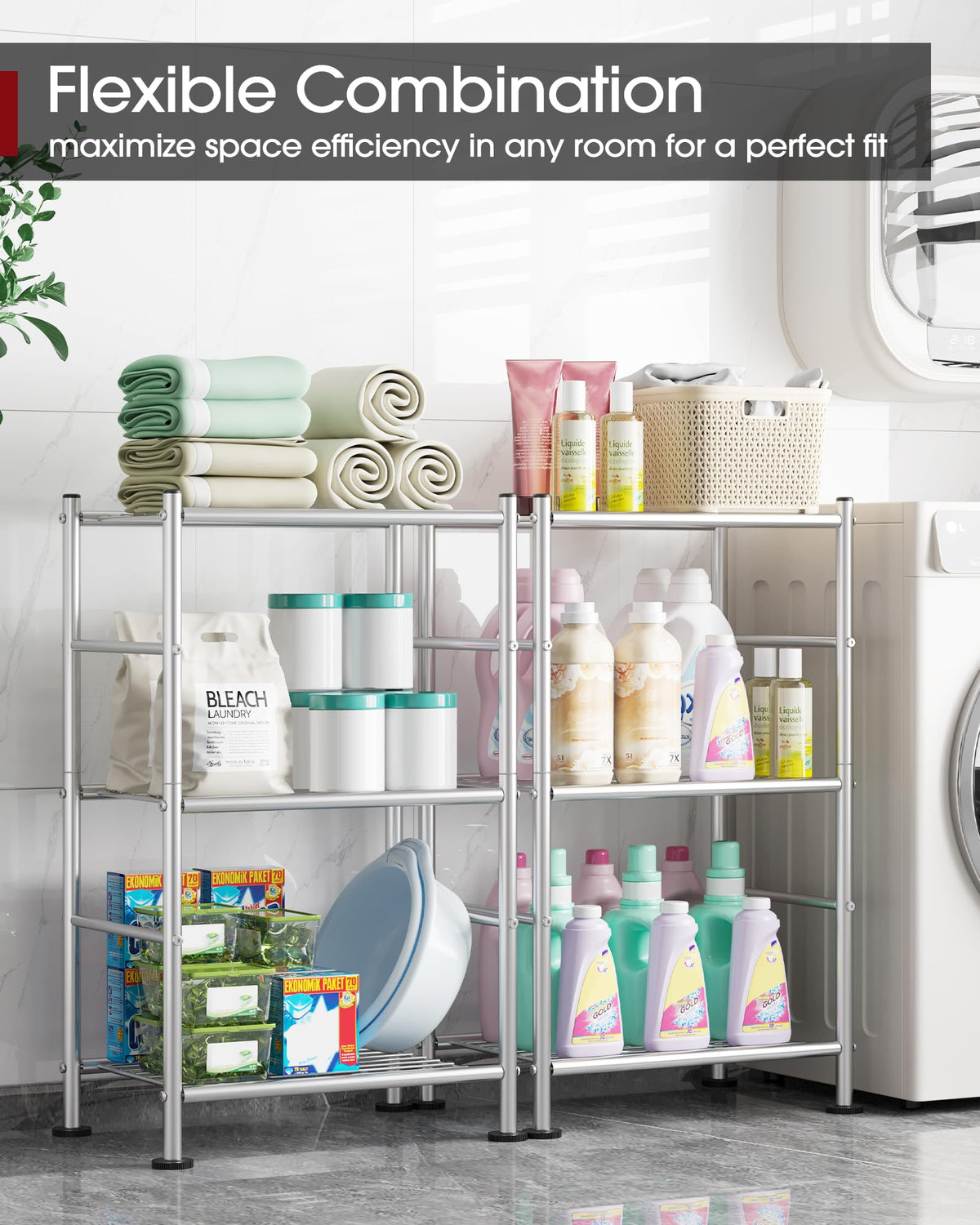 Sakugi versatile shelf suitable for pantry, laundry, or office storage.