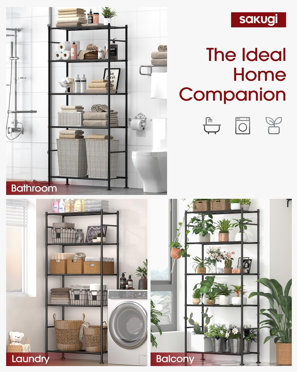 Sakugi shelves with waterproof finish stay clean and rust-free