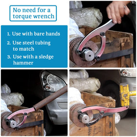 Salade wrench fits hydraulic cylinders on loaders and skid steers.