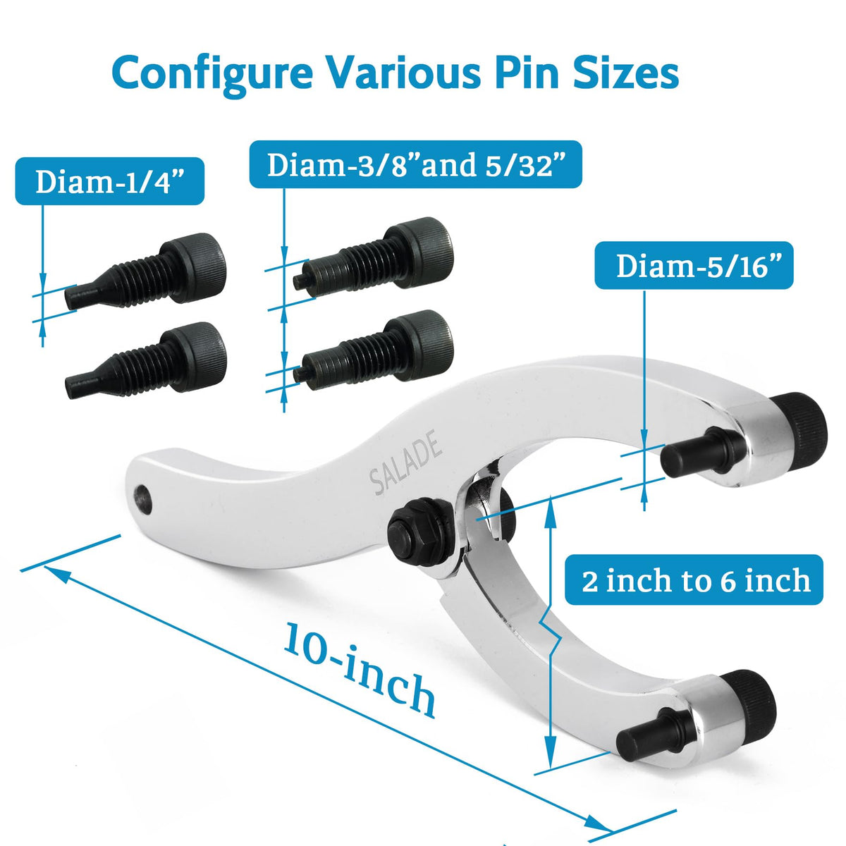 Salade adjustable spanner wrench with handle for greater leverage.