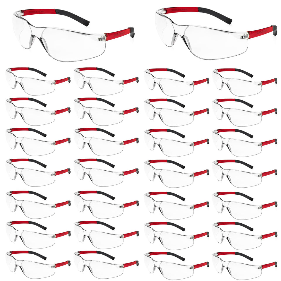 Salfboy Clear Safety Glasses with ANSI Z87.1 lenses protect eyes during work and outdoor activities.