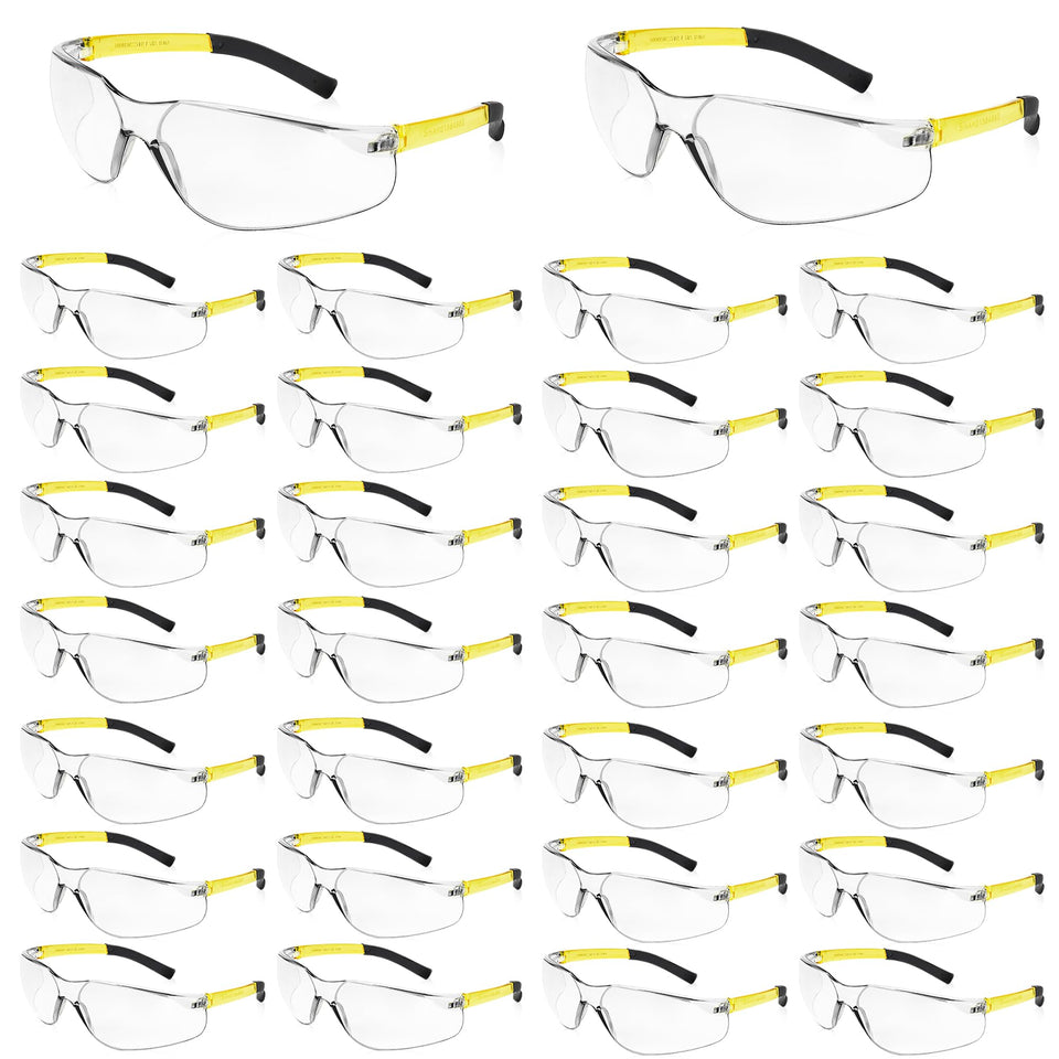 Salfboy clear safety glasses bulk pack for team eye protection.