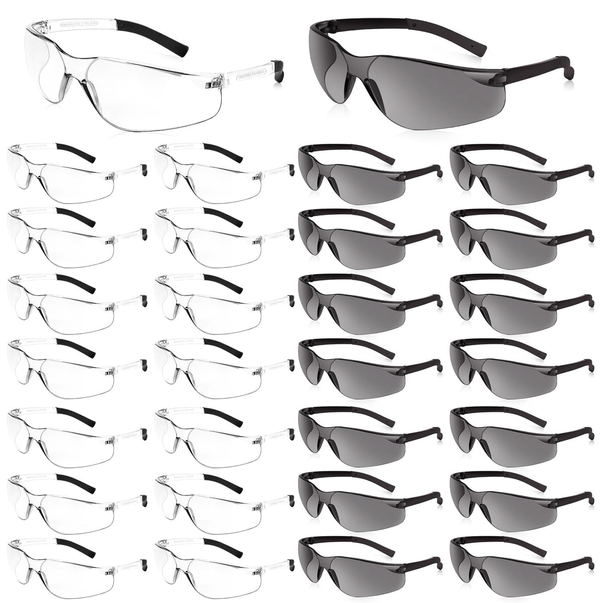 Salfboy clear safety glasses front view showing universal protection and comfort.